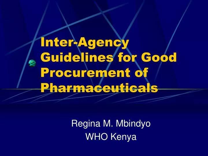 inter agency guidelines for good procurement of pharmaceuticals
