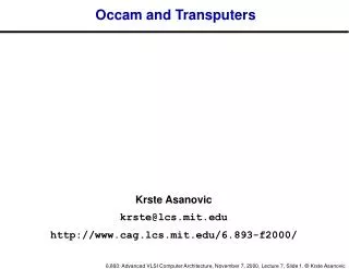 Occam and Transputers