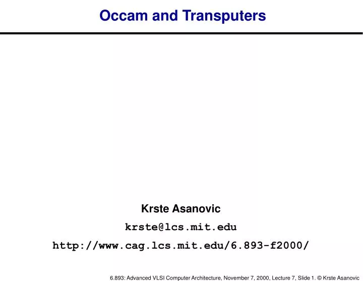 occam and transputers
