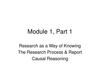 Module 1, Part 1