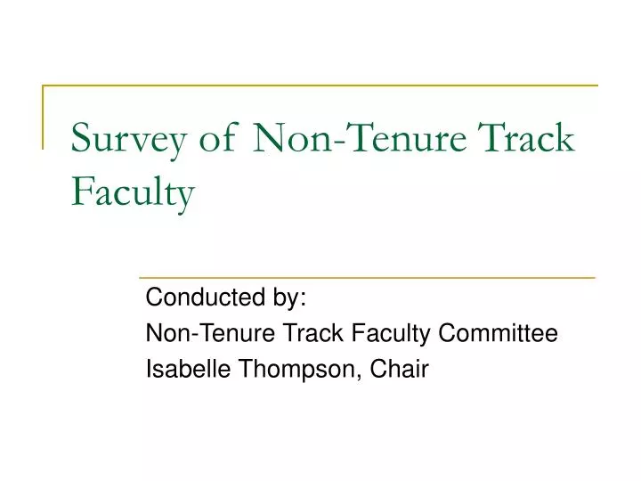 survey of non tenure track faculty