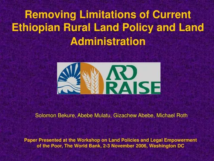 removing limitations of current ethiopian rural land policy and land administration