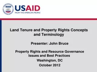 Land Tenure and Property Rights Concepts and Terminology