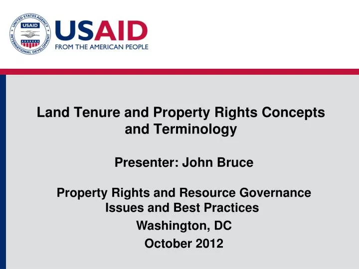 land tenure and property rights concepts and terminology