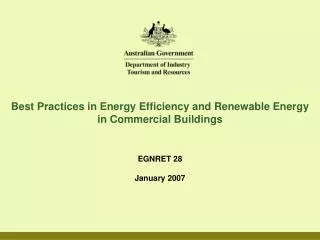 Best Practices in Energy Efficiency and Renewable Energy in Commercial Buildings