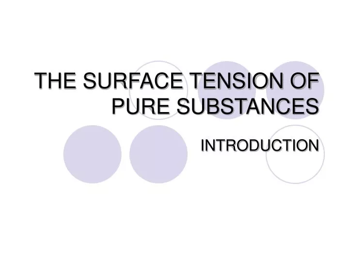 the surface tension of pure substances