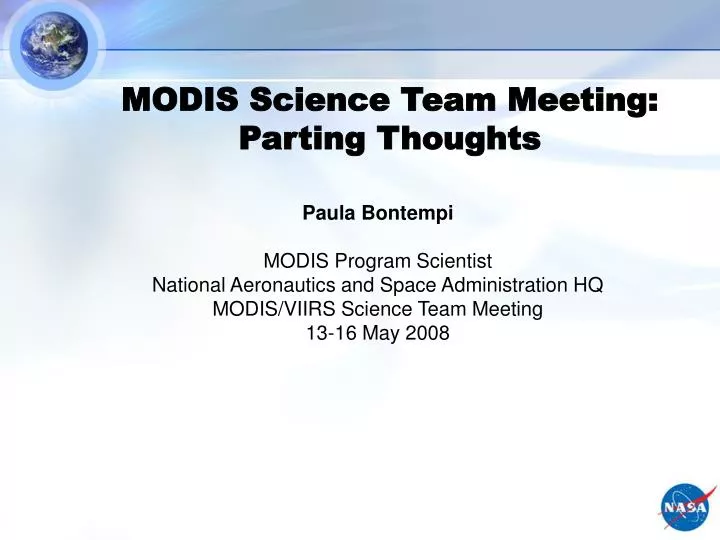 modis science team meeting parting thoughts