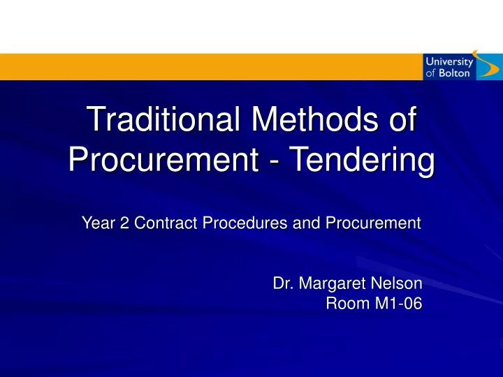 traditional methods of procurement tendering