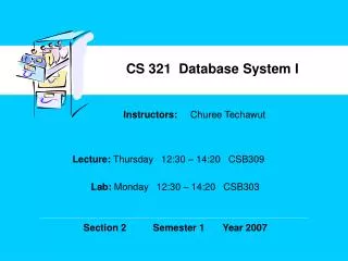 CS 321 Database System I