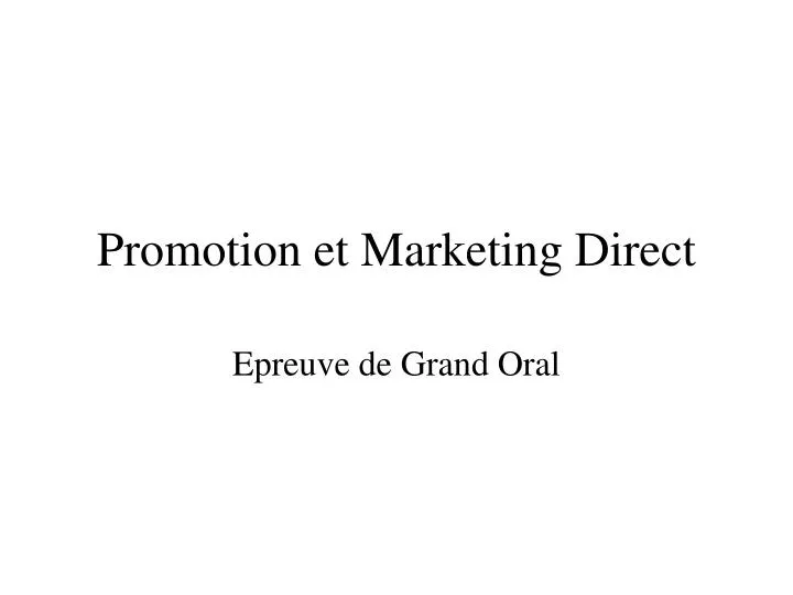 promotion et marketing direct