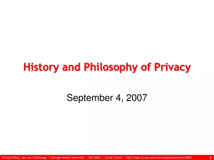history and philosophy of privacy