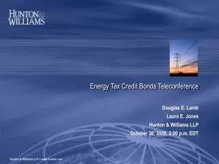 Energy Tax Credit Bonds Teleconference