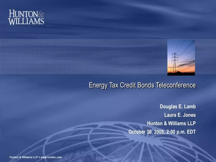 energy tax credit bonds teleconference