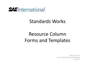 Standards Works Resource Column Forms and Templates