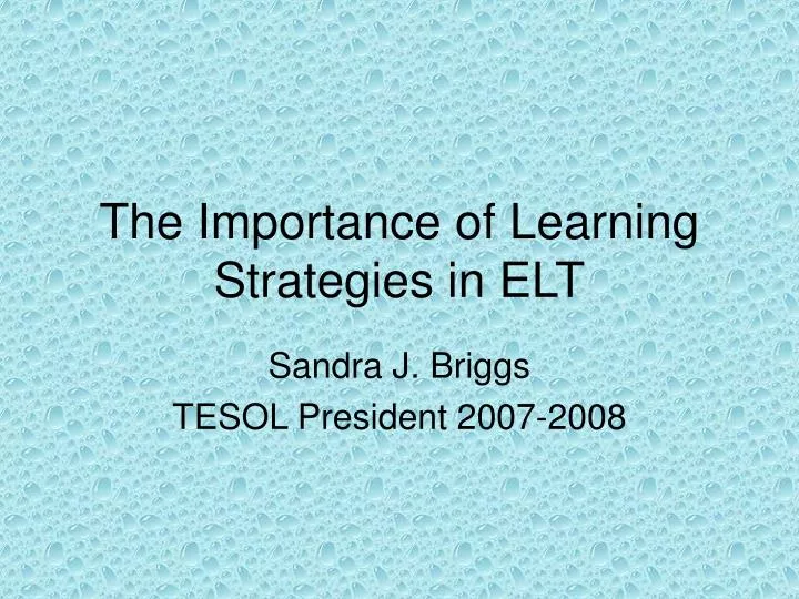 the importance of learning strategies in elt