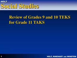 Review of Grades 9 and 10 TEKS for Grade 11 TAKS