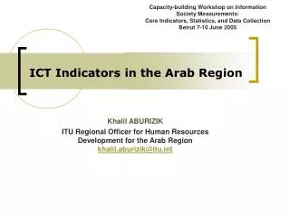 ICT Indicators in the Arab Region