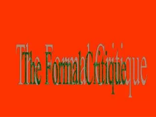 The Formal Critique
