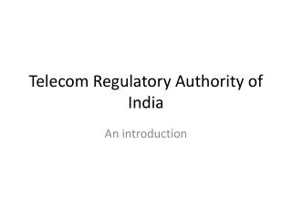 Telecom Regulatory Authority of India