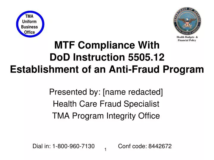 mtf compliance with dod instruction 5505 12 establishment of an anti fraud program