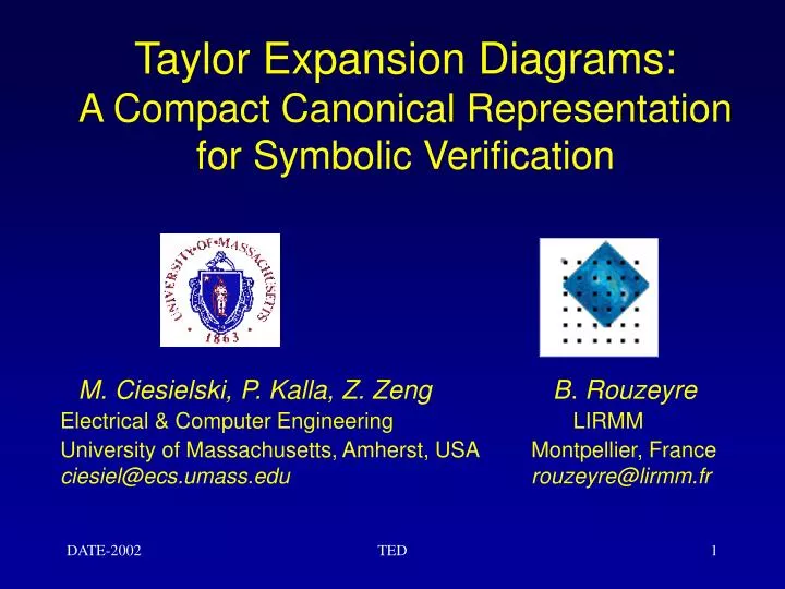 taylor expansion diagrams a compact canonical representation for symbolic verification