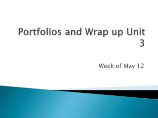 Portfolios and Wrap up Unit 3