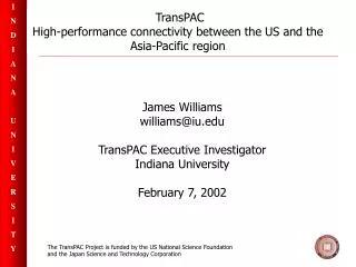 TransPAC High-performance connectivity between the US and the Asia-Pacific region
