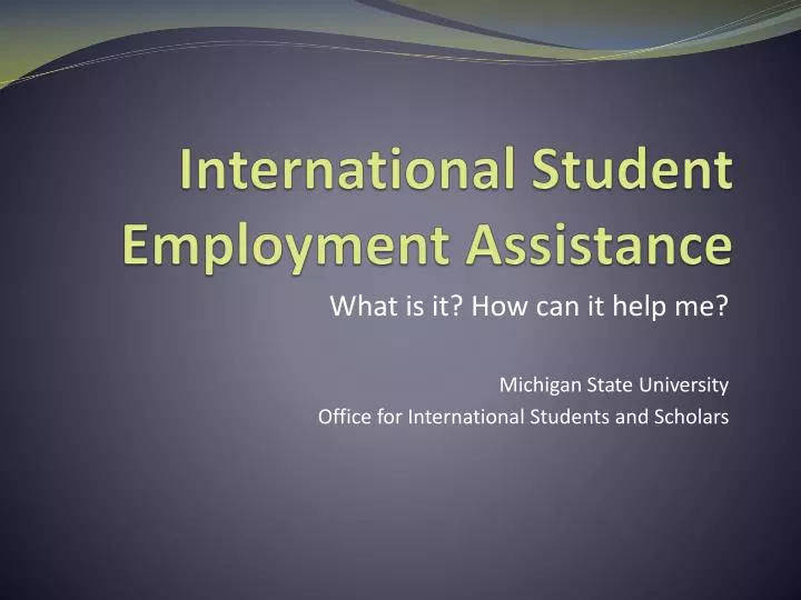 international student employment assistance