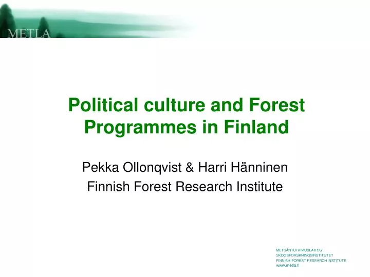 political culture and forest programmes in finland