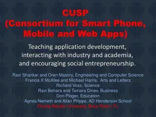 CUSP (Consortium for Smart Phone, Mobile and Web Apps)