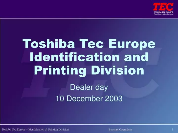 toshiba tec europe identification and printing division