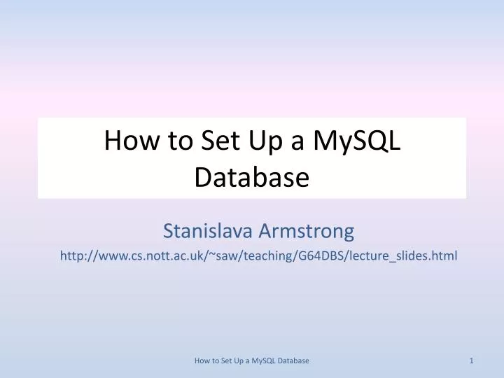 how to set up a mysql database