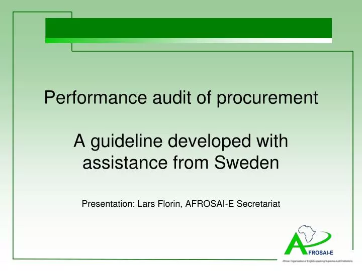 performance audit of procurement a guideline developed with assistance from sweden