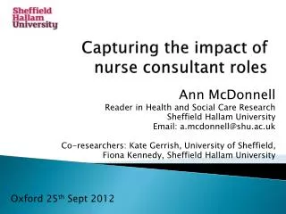 Capturing the impact of nurse consultant roles