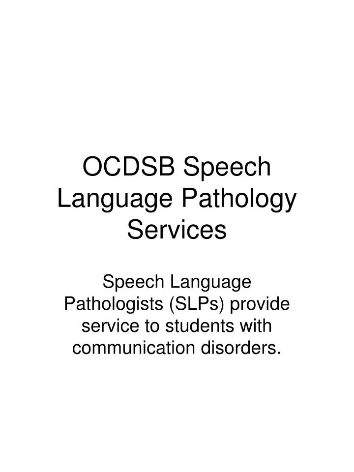 ocdsb speech language pathology services