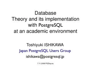 Database Theory and its implementation with PostgreSQL at an academic environment