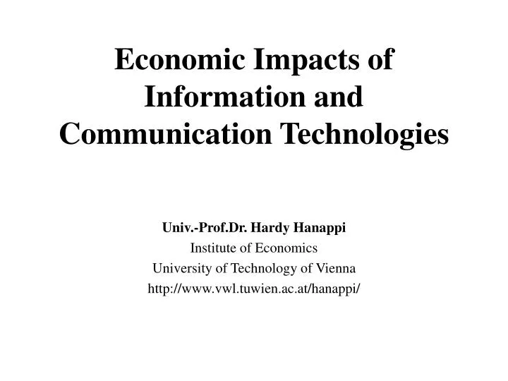 economic impacts of information and communication technologies