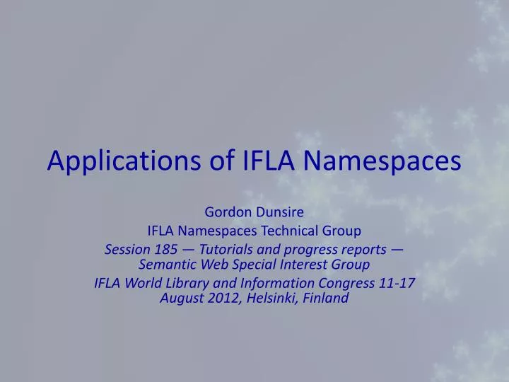 applications of ifla namespaces