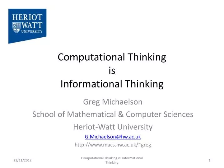 computational thinking is informational thinking