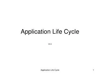 Application Life Cycle