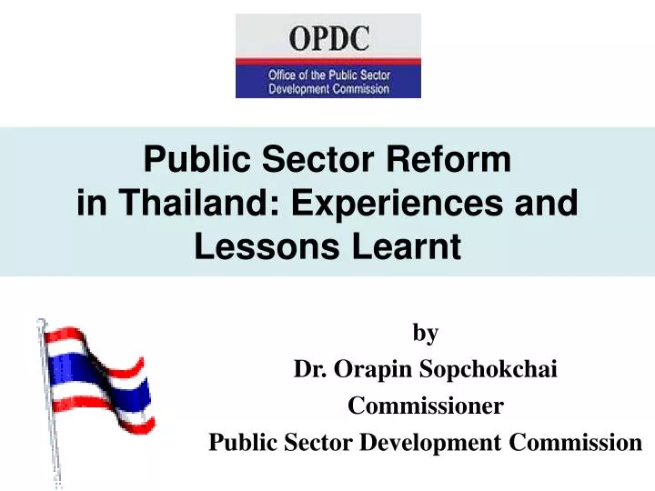 public sector reform in thailand experiences and lessons learnt