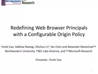 Redefining Web Browser Principals with a Configurable Origin Policy