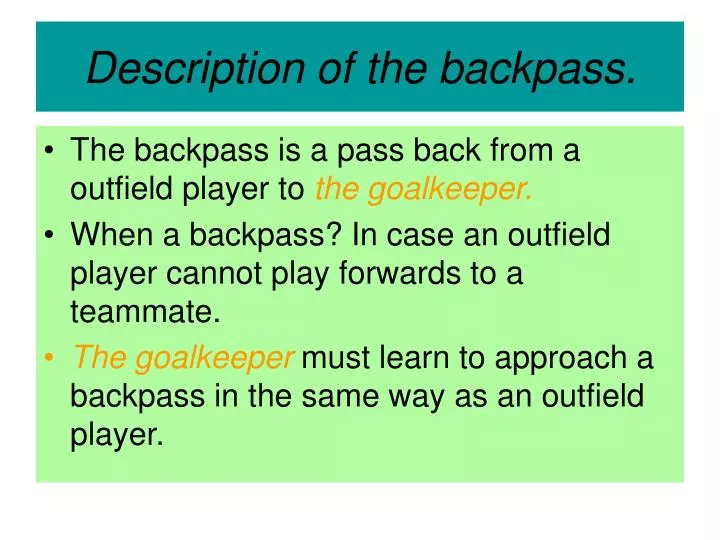 description of the backpass