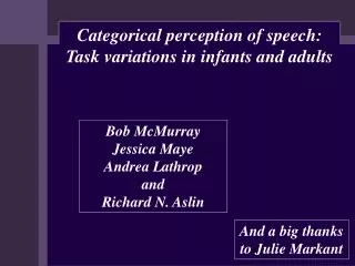 Categorical perception of speech: Task variations in infants and adults