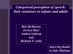 Categorical perception of speech: Task variations in infants and adults - slide 1