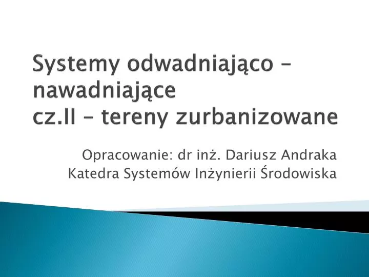 systemy odwadniaj co nawadniaj ce cz ii tereny zurbanizowane