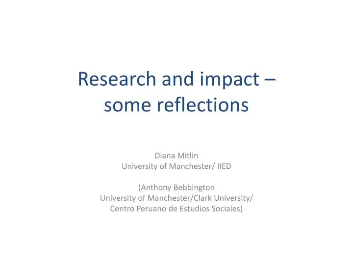 research and impact some reflections