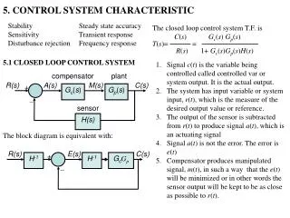 5. CONTROL SYSTEM CHARACTERISTIC