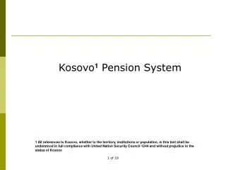 Kosovo 1 Pension System