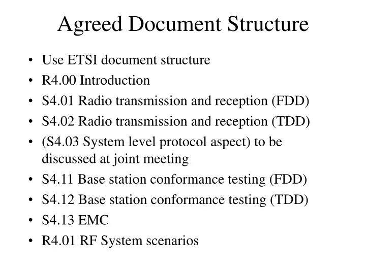 agreed document structure